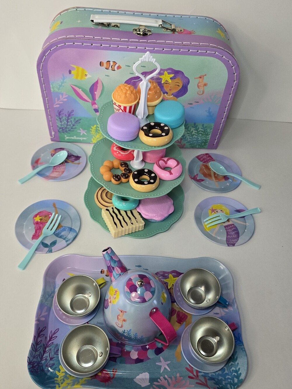 Mermaid Tea Party Playset - Purple & Aqua Pretend Tea Set